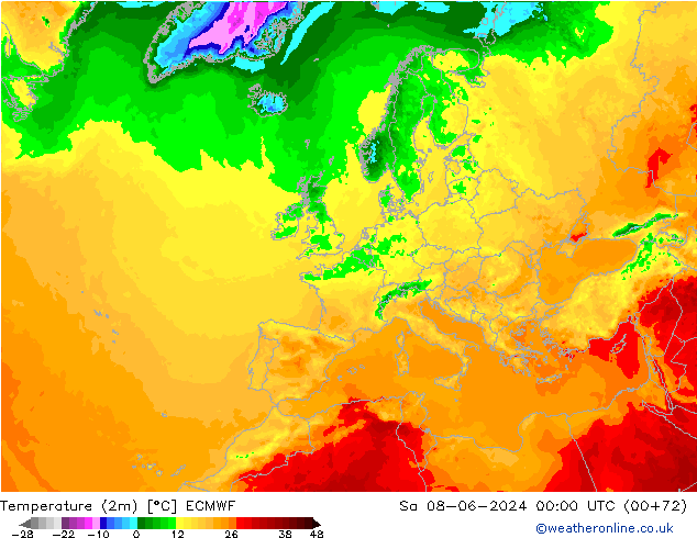 Temperatura (2m) ECMWF sáb 08.06.2024 00 UTC