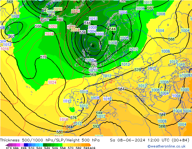 Thck 500-1000hPa ECMWF Sa 08.06.2024 12 UTC