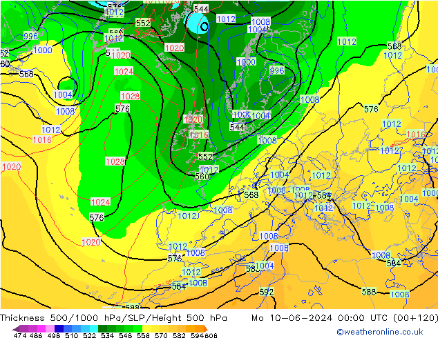 Thck 500-1000hPa ECMWF Mo 10.06.2024 00 UTC