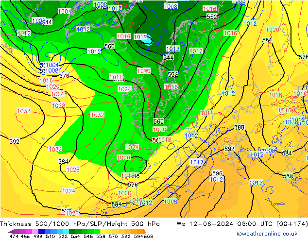 Thck 500-1000гПа ECMWF ср 12.06.2024 06 UTC