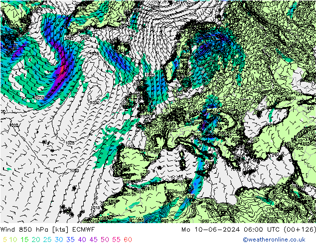 Wind 850 hPa ECMWF Mo 10.06.2024 06 UTC