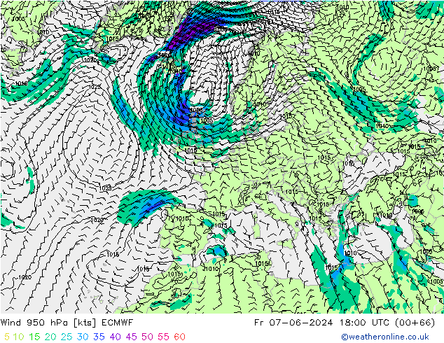 ветер 950 гПа ECMWF пт 07.06.2024 18 UTC