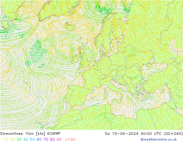 ветер 10m ECMWF сб 15.06.2024 00 UTC