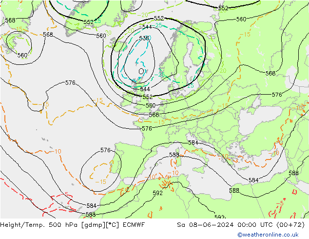 Geop./Temp. 500 hPa ECMWF sáb 08.06.2024 00 UTC