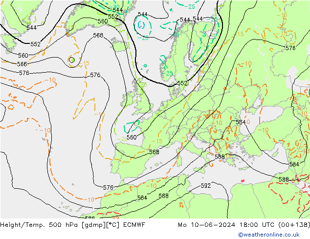 Z500/Regen(+SLP)/Z850 ECMWF ma 10.06.2024 18 UTC