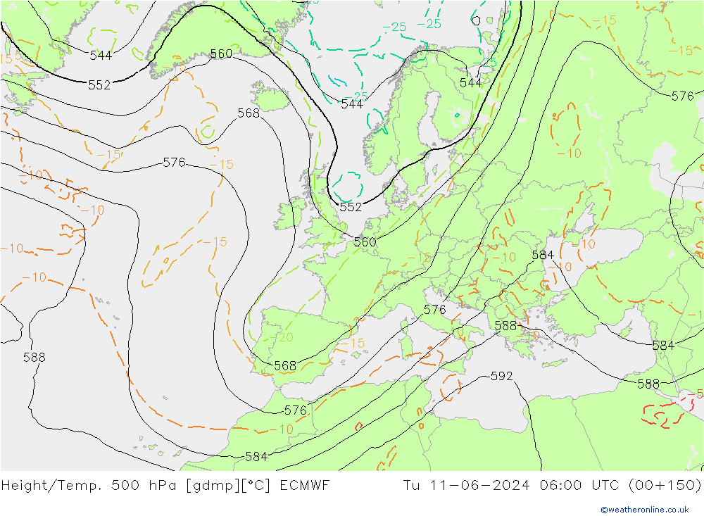 Height/Temp. 500 hPa ECMWF Ter 11.06.2024 06 UTC