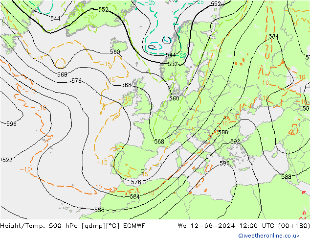 Z500/Rain (+SLP)/Z850 ECMWF St 12.06.2024 12 UTC