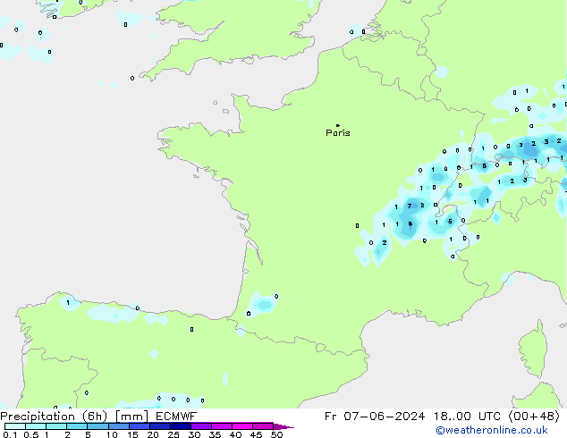 Z500/Rain (+SLP)/Z850 ECMWF vie 07.06.2024 00 UTC