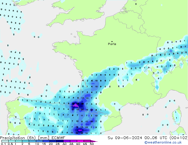 Z500/Rain (+SLP)/Z850 ECMWF Ne 09.06.2024 06 UTC