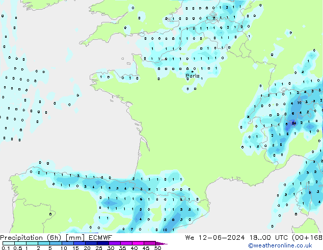 Z500/Rain (+SLP)/Z850 ECMWF Mi 12.06.2024 00 UTC