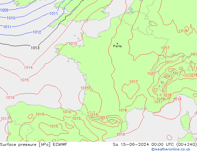 приземное давление ECMWF сб 15.06.2024 00 UTC