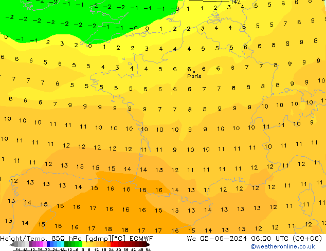 Z500/Rain (+SLP)/Z850 ECMWF mer 05.06.2024 06 UTC