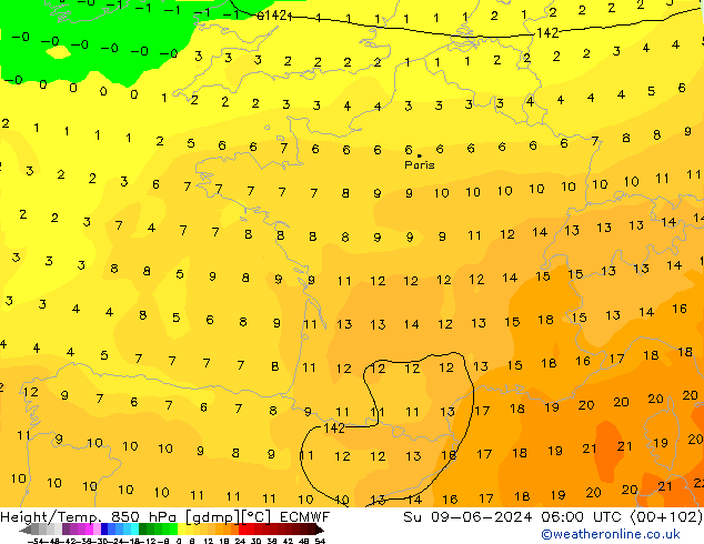 Z500/Rain (+SLP)/Z850 ECMWF Ne 09.06.2024 06 UTC