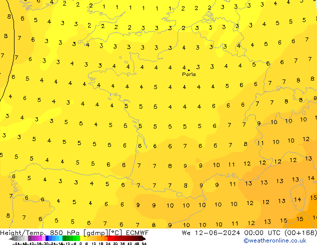 Z500/Rain (+SLP)/Z850 ECMWF mer 12.06.2024 00 UTC