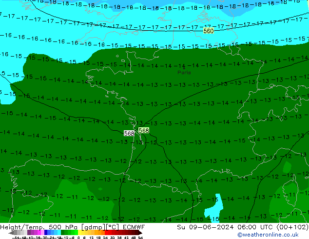 Z500/Rain (+SLP)/Z850 ECMWF Ne 09.06.2024 06 UTC