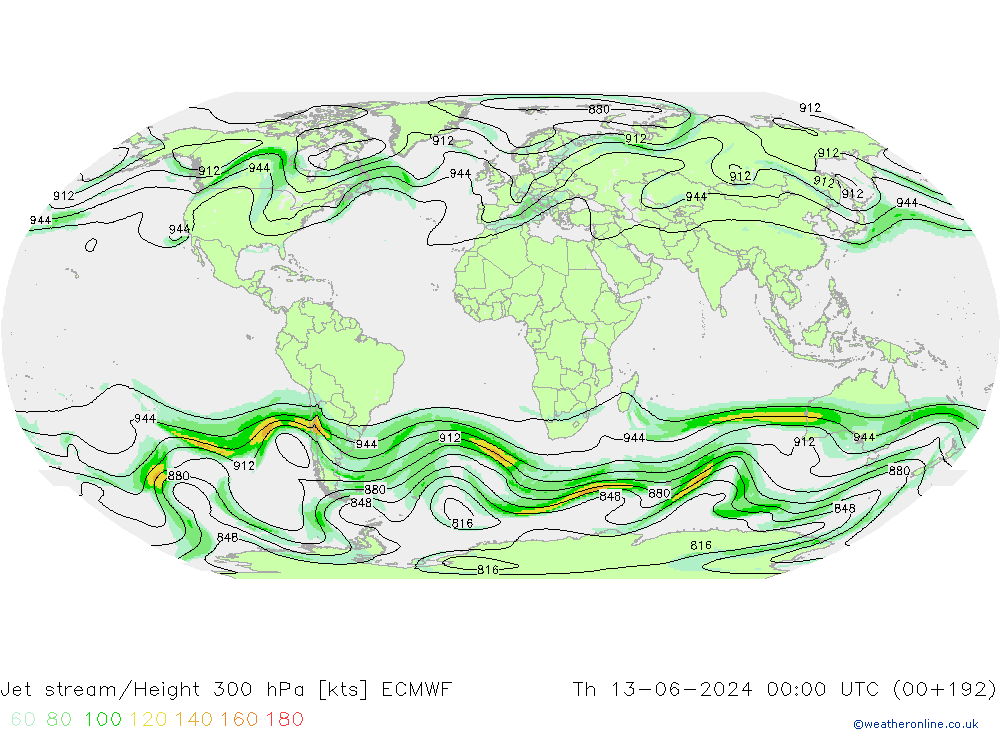 Prąd strumieniowy ECMWF czw. 13.06.2024 00 UTC