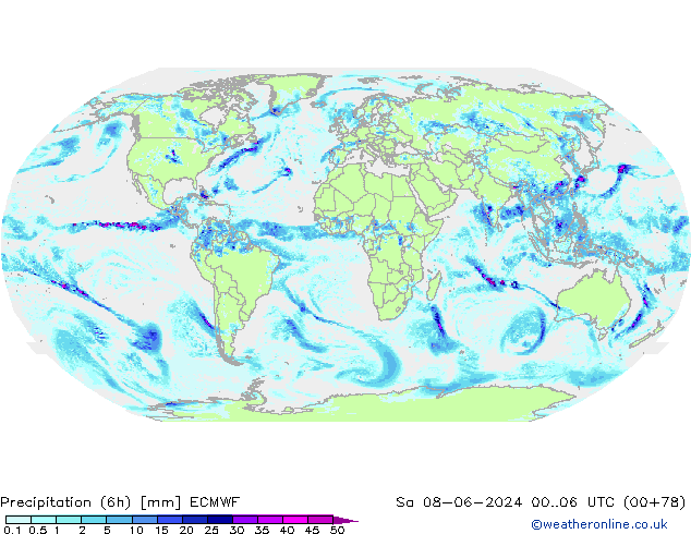 Precipitazione (6h) ECMWF sab 08.06.2024 06 UTC