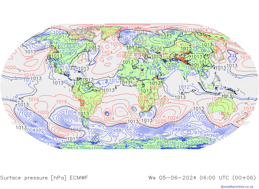 pressão do solo ECMWF Qua 05.06.2024 06 UTC