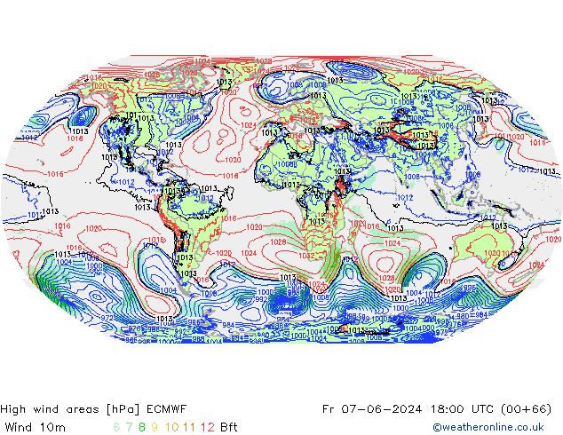 High wind areas ECMWF ven 07.06.2024 18 UTC