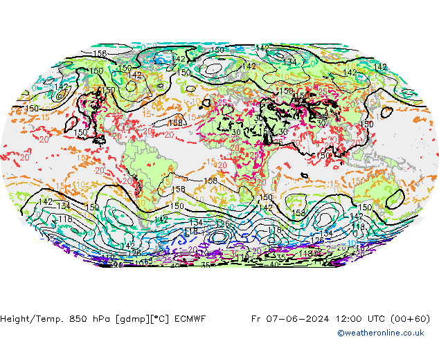 Z500/Rain (+SLP)/Z850 ECMWF vie 07.06.2024 12 UTC