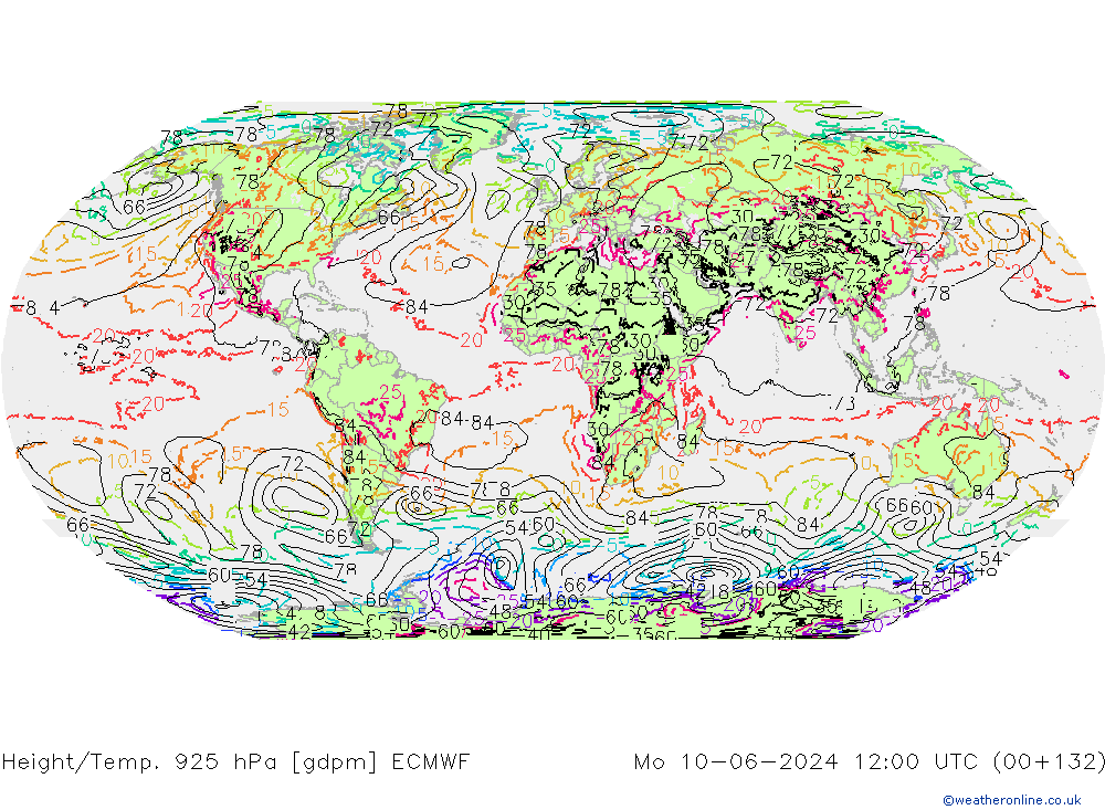 Height/Temp. 925 hPa ECMWF lun 10.06.2024 12 UTC