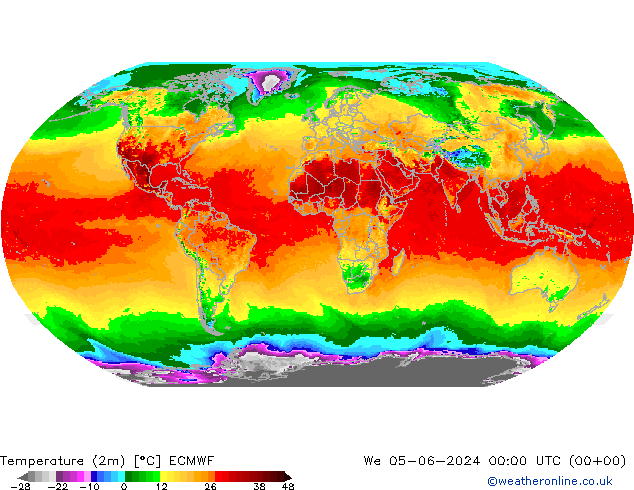 Temperature (2m) ECMWF We 05.06.2024 00 UTC