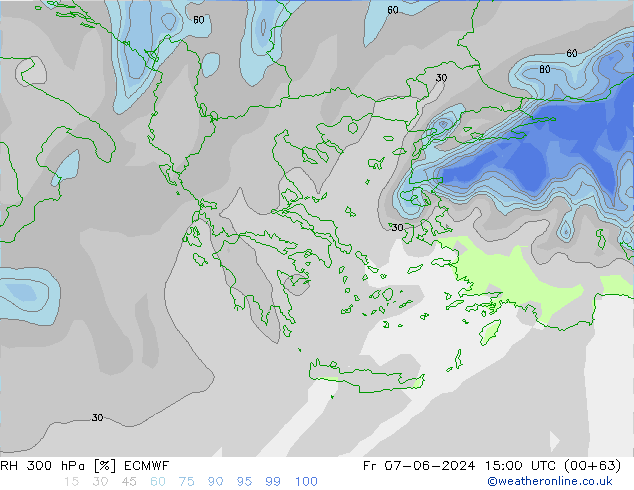 RH 300 hPa ECMWF Fr 07.06.2024 15 UTC