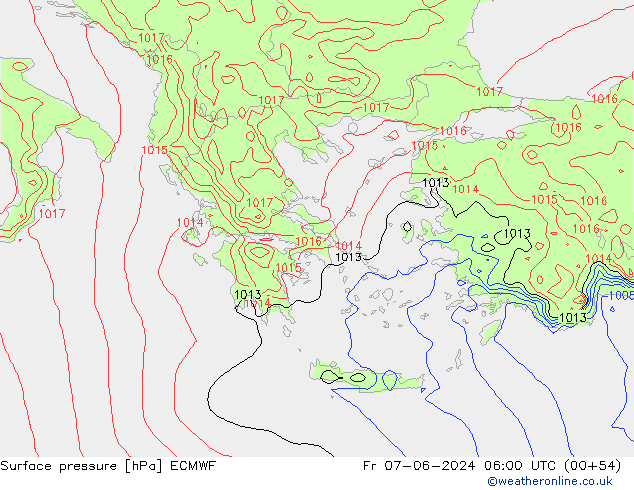 Yer basıncı ECMWF Cu 07.06.2024 06 UTC