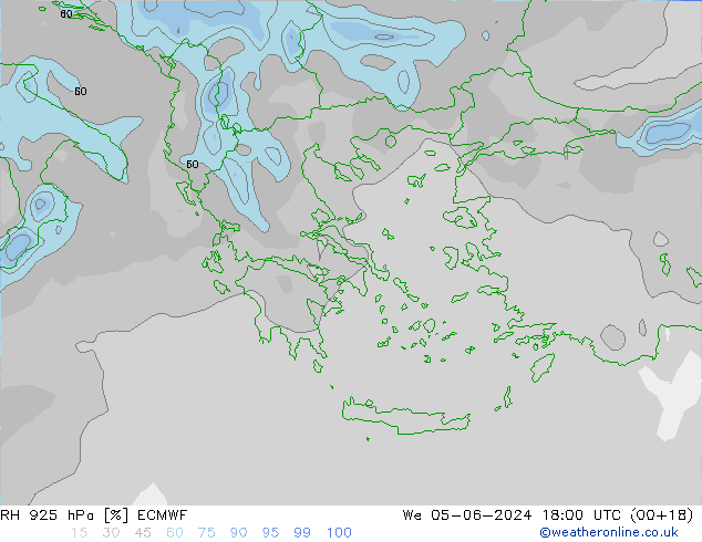 RH 925 hPa ECMWF mer 05.06.2024 18 UTC