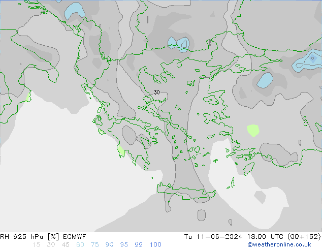 Humedad rel. 925hPa ECMWF mar 11.06.2024 18 UTC