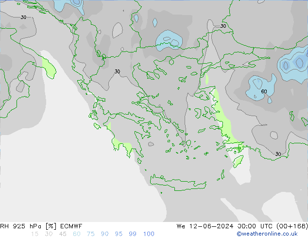 RH 925 hPa ECMWF mer 12.06.2024 00 UTC