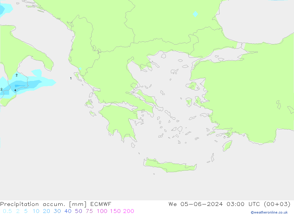 Toplam Yağış ECMWF Çar 05.06.2024 03 UTC