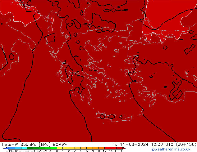 Theta-W 850hPa ECMWF Sa 11.06.2024 12 UTC