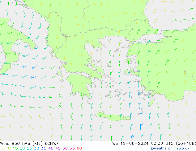 Viento 850 hPa ECMWF mié 12.06.2024 00 UTC