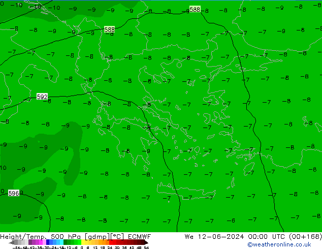 Z500/Rain (+SLP)/Z850 ECMWF mer 12.06.2024 00 UTC