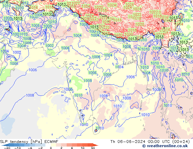 SLP tendency ECMWF Th 06.06.2024 00 UTC