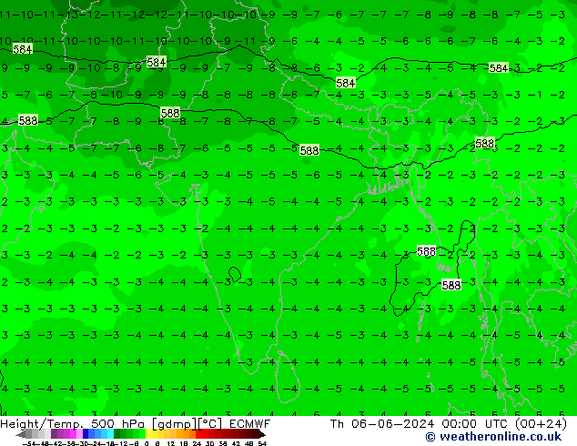 Géop./Temp. 500 hPa ECMWF jeu 06.06.2024 00 UTC