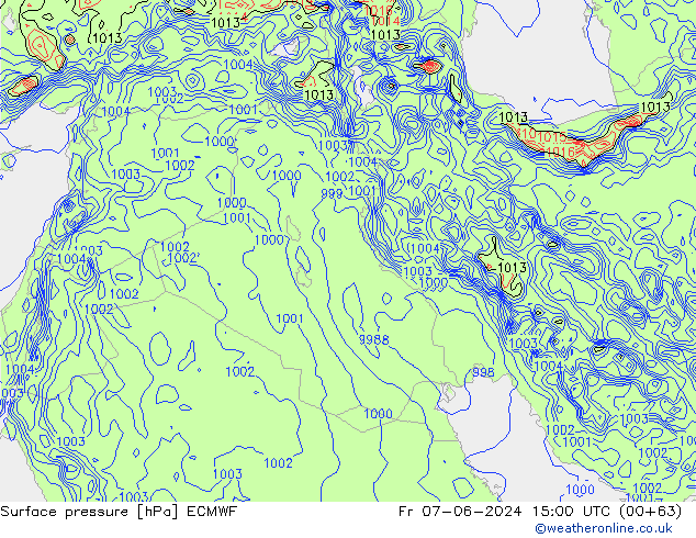 Bodendruck ECMWF Fr 07.06.2024 15 UTC