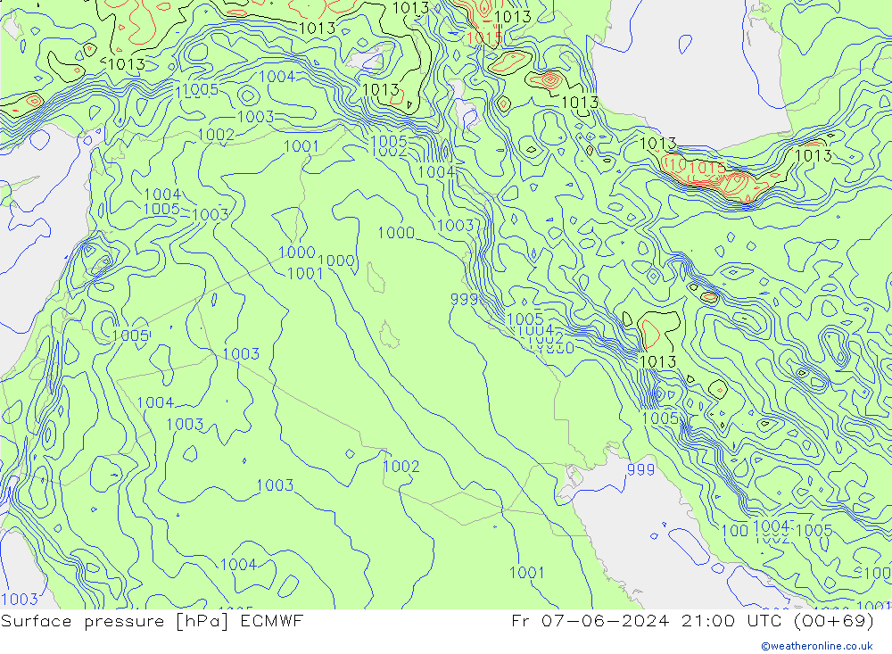 ciśnienie ECMWF pt. 07.06.2024 21 UTC