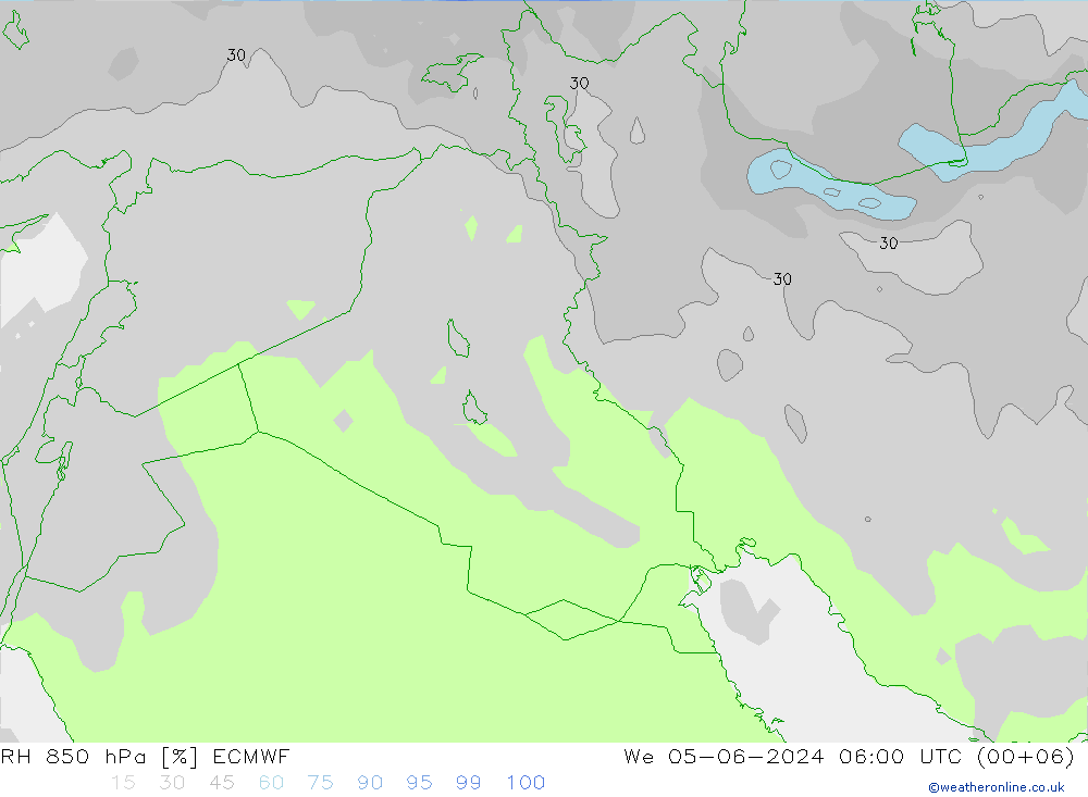 RH 850 hPa ECMWF We 05.06.2024 06 UTC