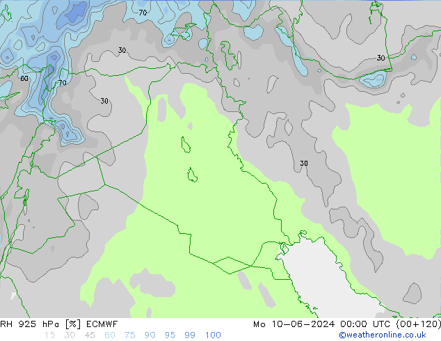 RH 925 hPa ECMWF Mo 10.06.2024 00 UTC