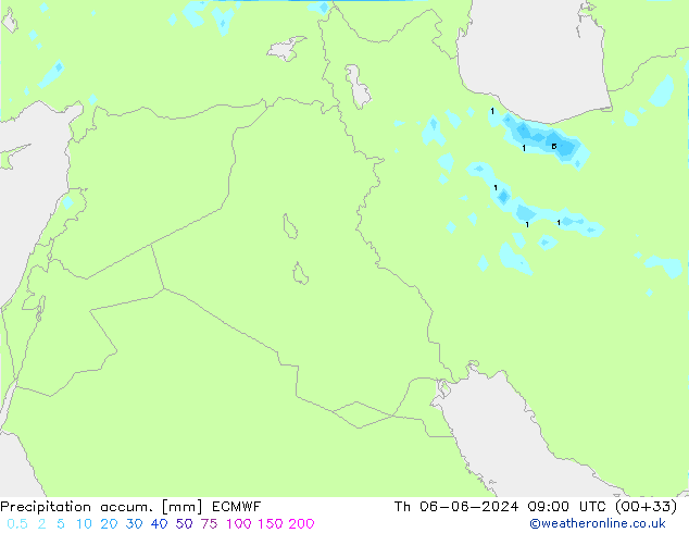 Totale neerslag ECMWF do 06.06.2024 09 UTC