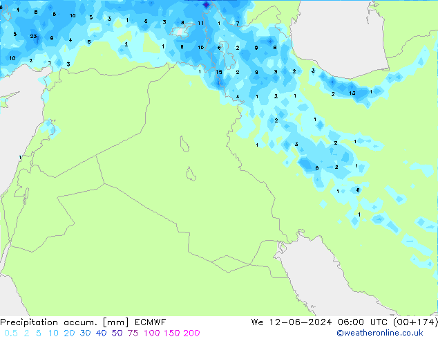 Précipitation accum. ECMWF mer 12.06.2024 06 UTC