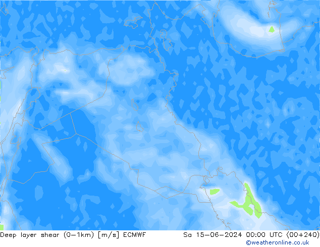 Deep layer shear (0-1km) ECMWF Sáb 15.06.2024 00 UTC