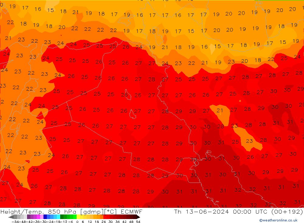 Z500/Rain (+SLP)/Z850 ECMWF czw. 13.06.2024 00 UTC