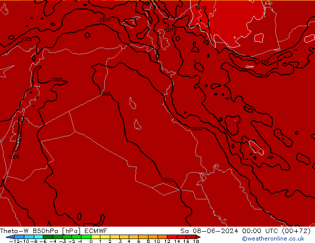 Theta-W 850hPa ECMWF Sa 08.06.2024 00 UTC