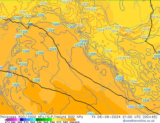 Thck 500-1000hPa ECMWF czw. 06.06.2024 21 UTC