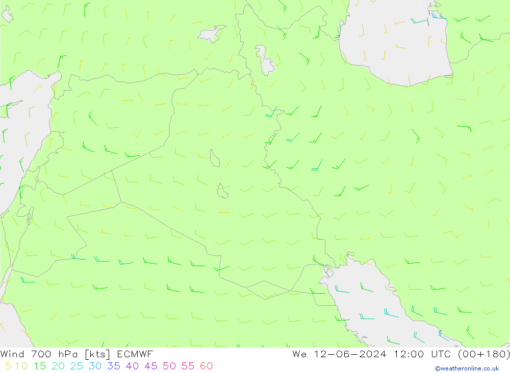 ветер 700 гПа ECMWF ср 12.06.2024 12 UTC