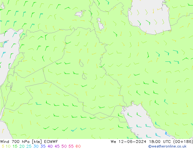 Viento 700 hPa ECMWF mié 12.06.2024 18 UTC