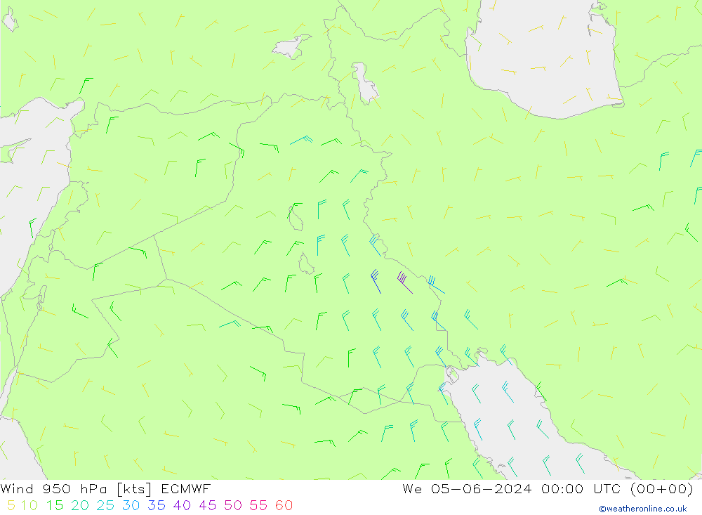 ветер 950 гПа ECMWF ср 05.06.2024 00 UTC